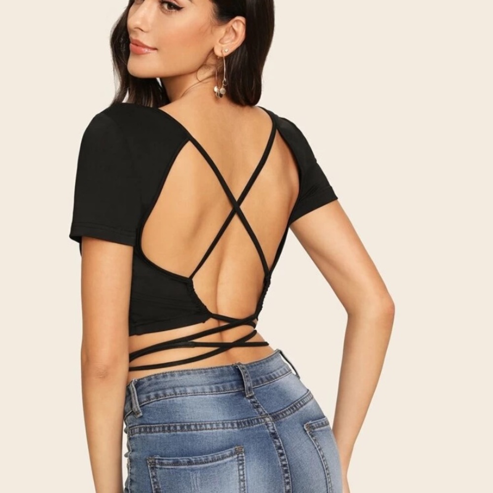 SHEIN backless tee